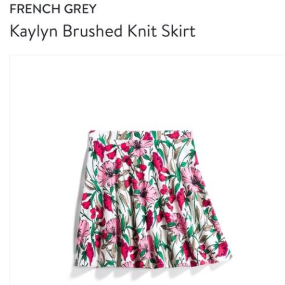 Sexy Floral Skirt, Size Small French Grey Kaylyn Brushed Knit